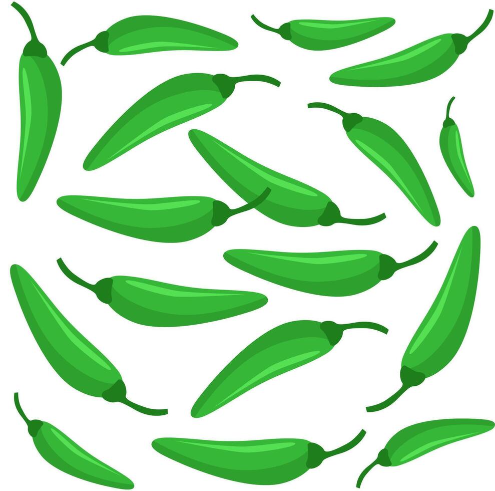 Pattern of Green Chili Peppers Illustration vector