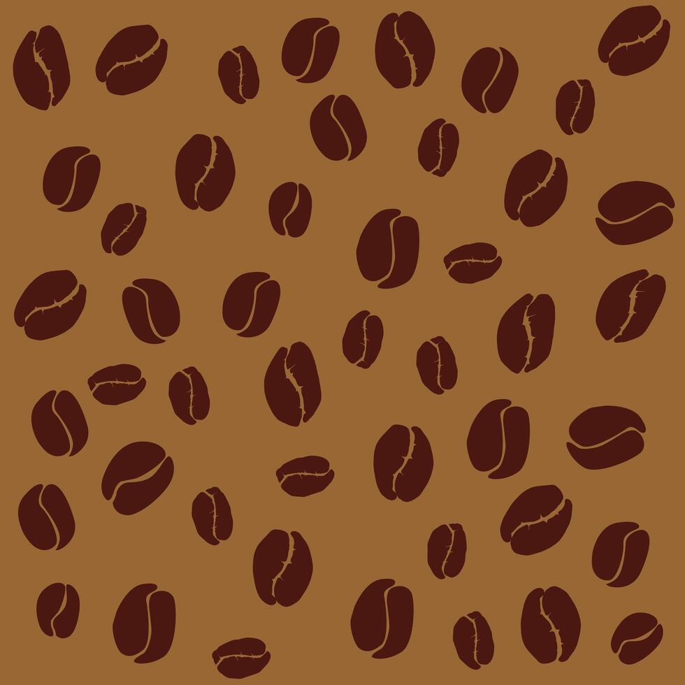Pattern of Coffee Beans on Brown Background vector