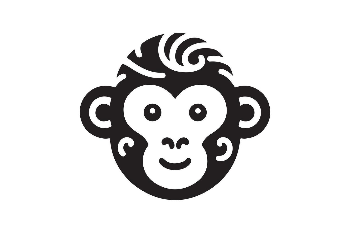 a monkey head logo with a black and white design vector