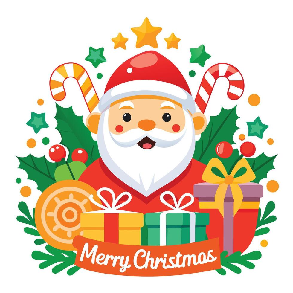 Santa Claus with a white beard and red hat smiling vector