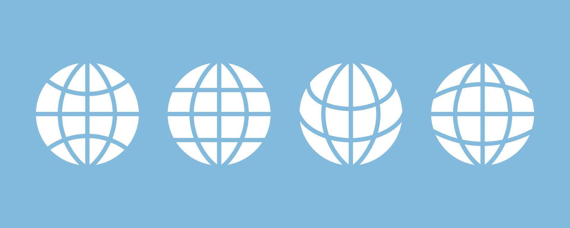 World icon set. Earth icons. Earth globe hemispheres with continents, globes with world maps vector