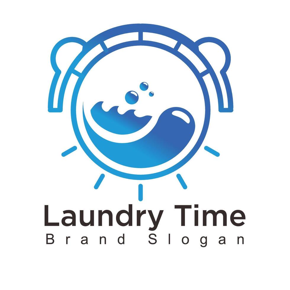 Dry clean laundry time logo vector