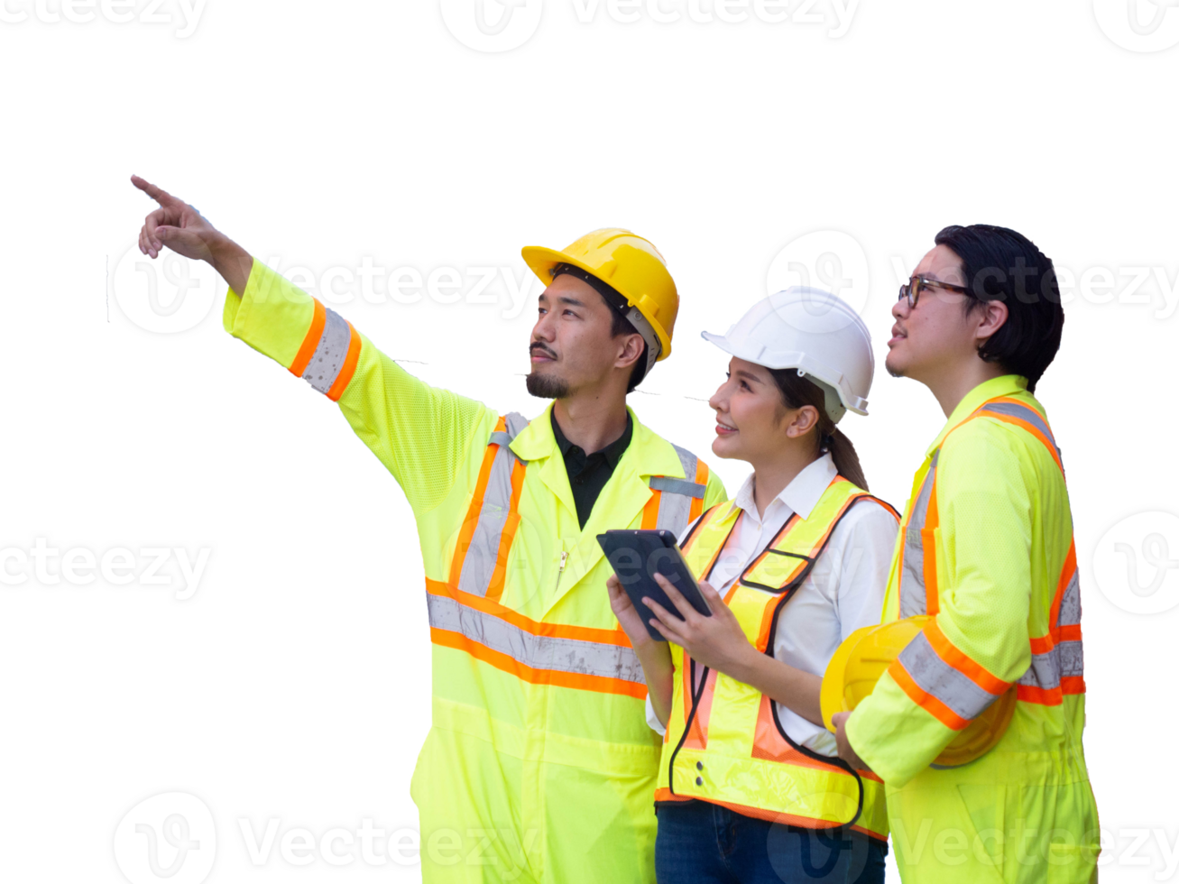 Teamwork group female male man woman person people human pointing finger labor employee manager talking consult cargo logistic container import export ship port delivery engineer control report custom png