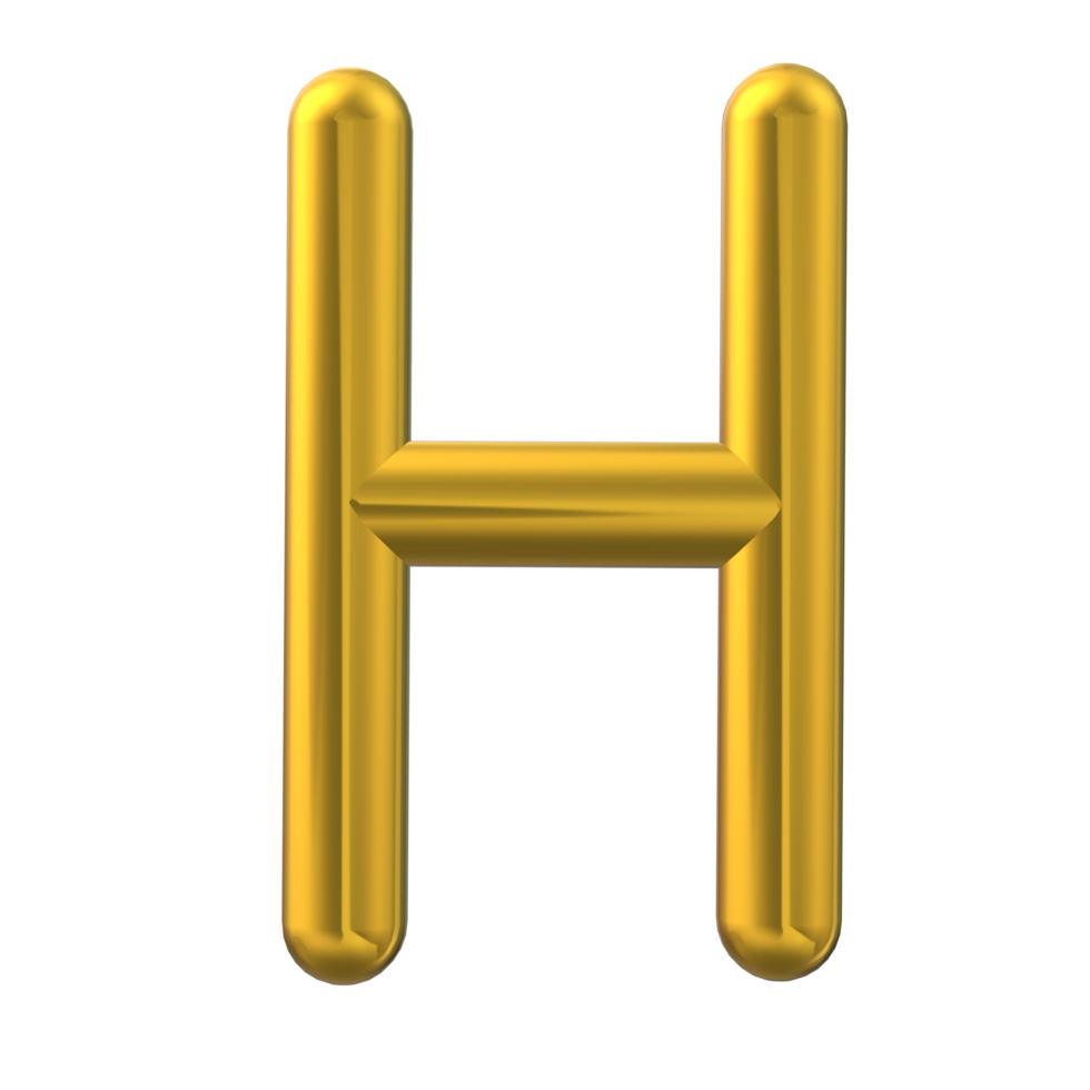 3D Gold Letter H Design png