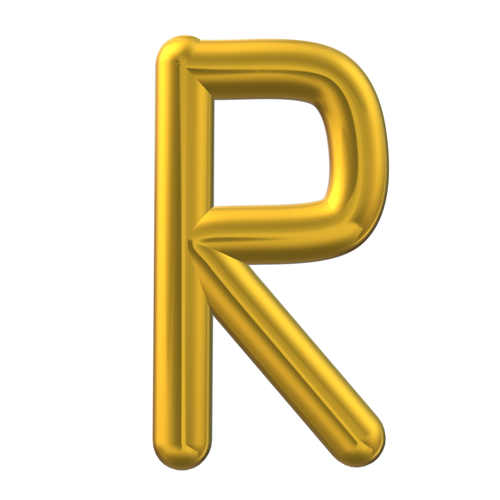 3D Gold Letter R Design png