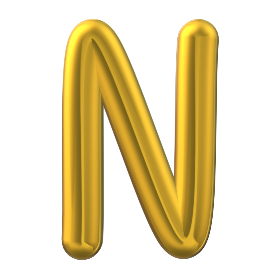 3D Gold Letter N Design png