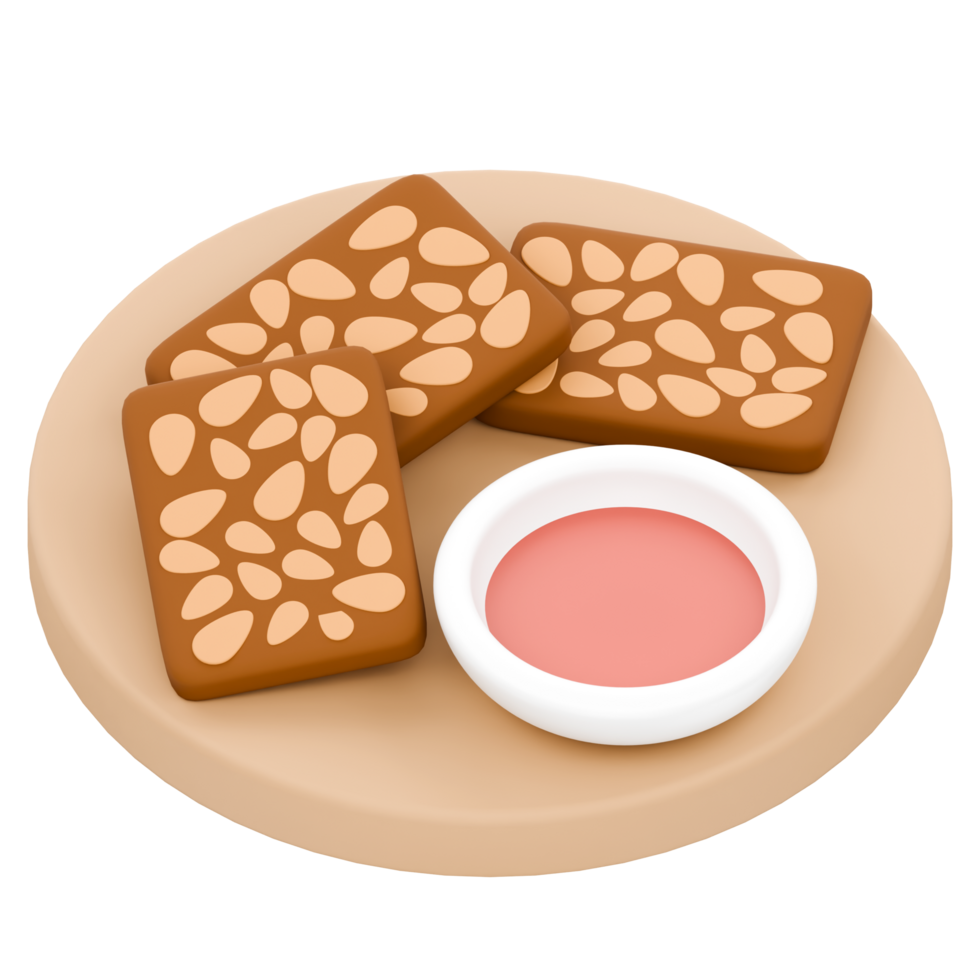 3D illustration of tempe with sauce a typical Indonesian food png