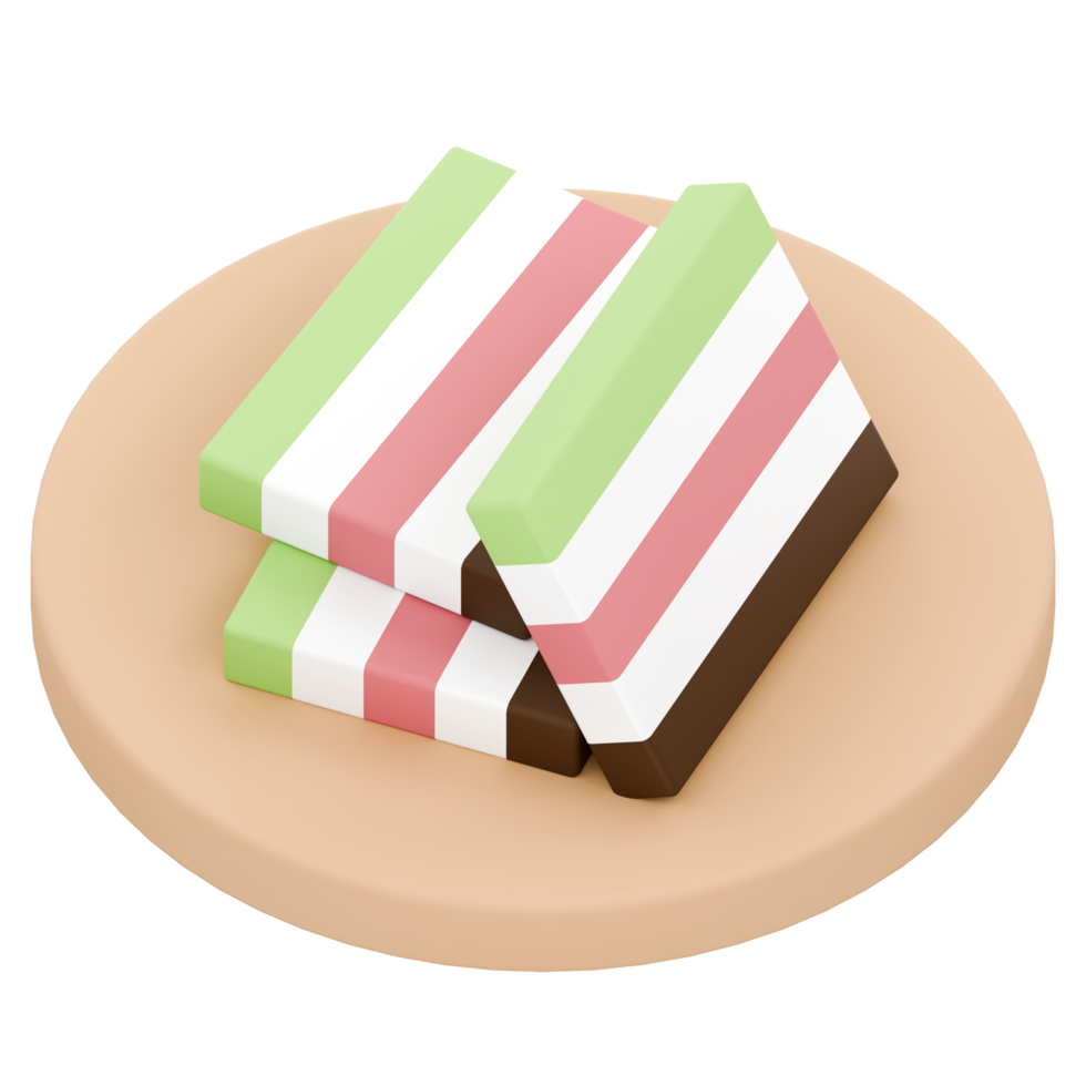 3D illustration of kue lapis a typical Indonesian food png