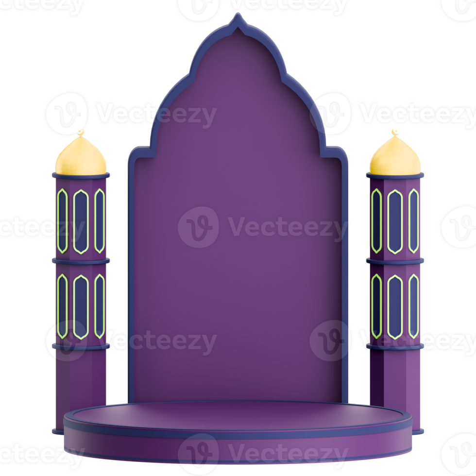 3D illustration of mosque door with podium for ramadan celebration png