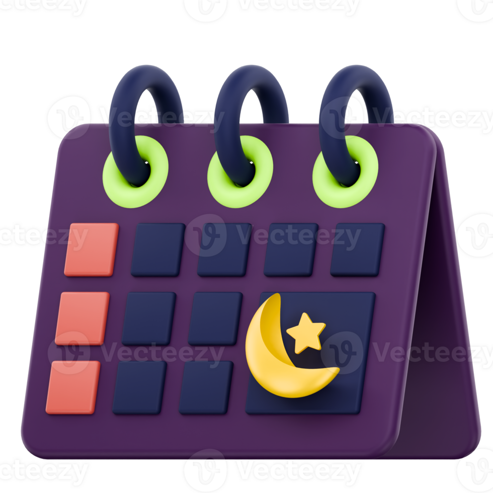 3D Illustration of muslim calendar for ramadan celebration png