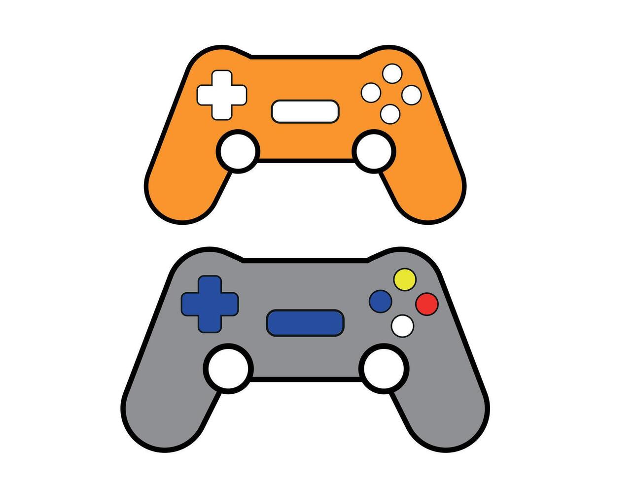 Game controller, game elements, controller icon vector