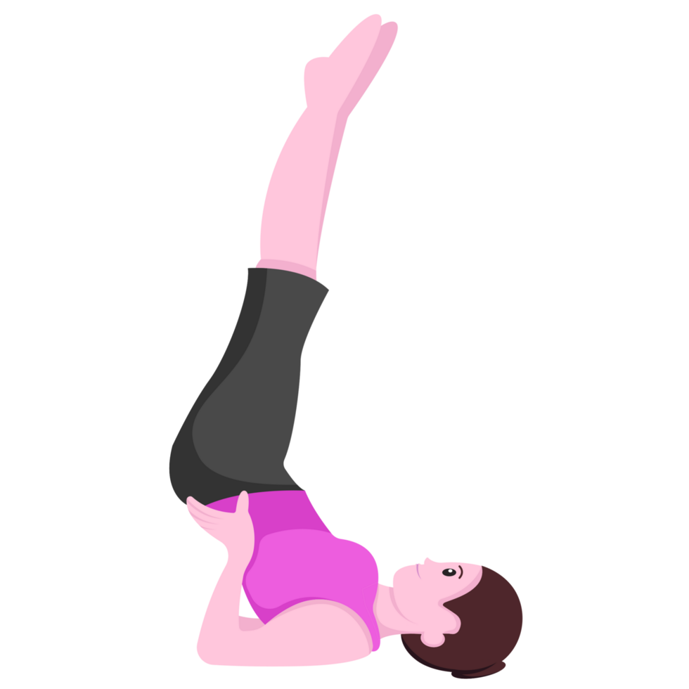 A woman doing a handstand on her back png