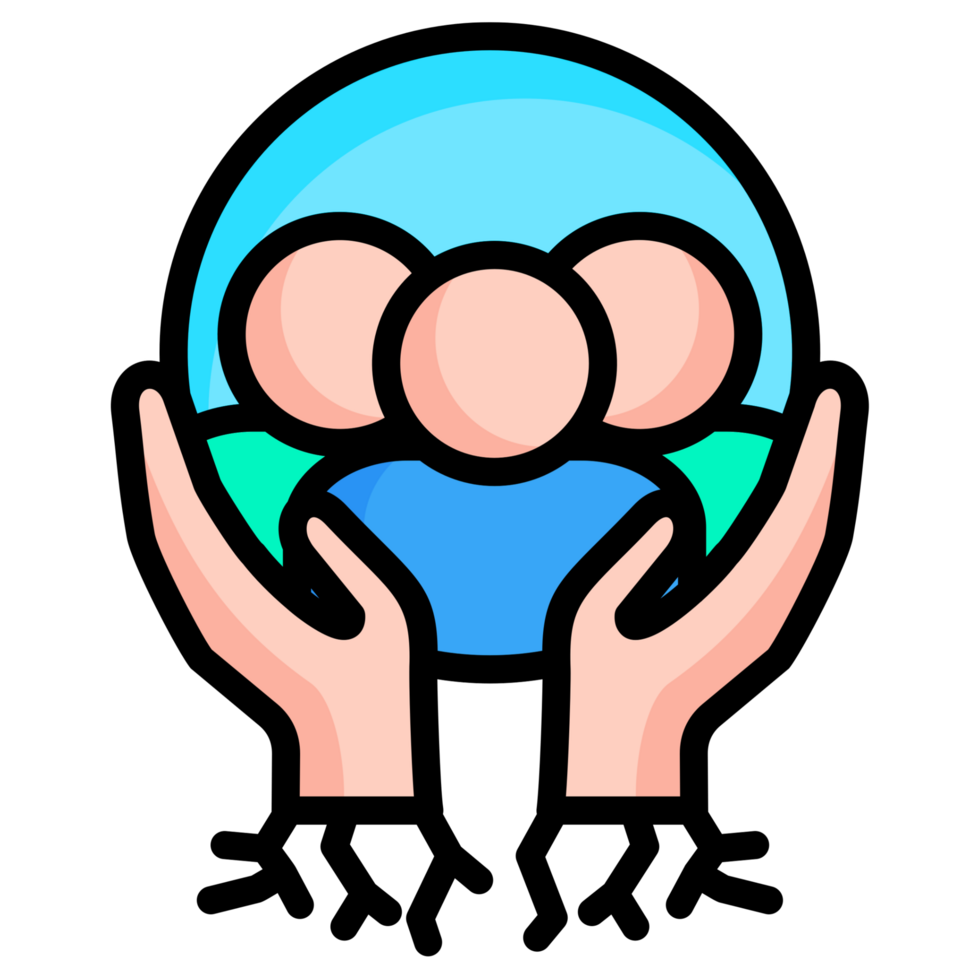 A person holding a group of people in their hands png