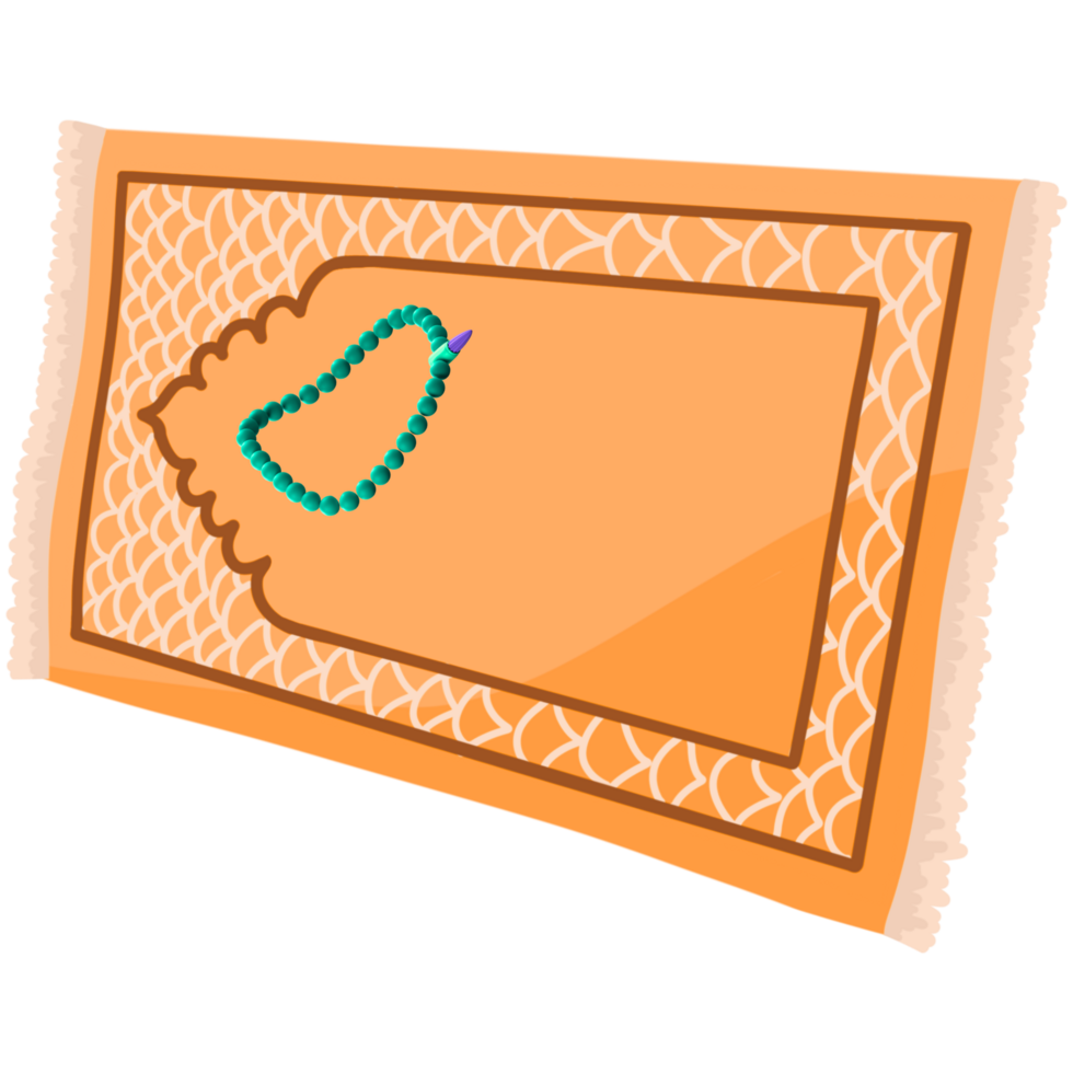 An orange rug with a green bird on it png