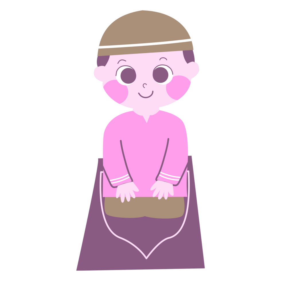 A cartoon boy sitting on a pink blanket png