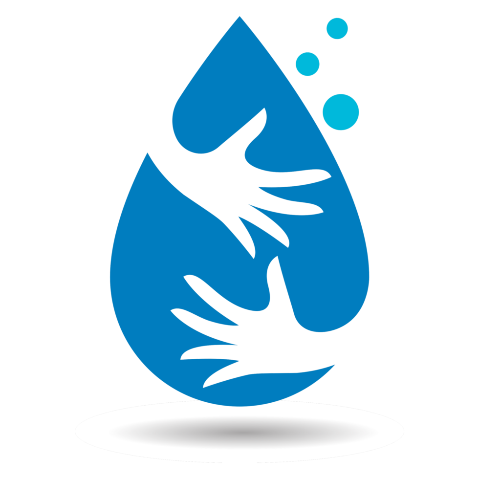 Water drop logo with hands reaching out png