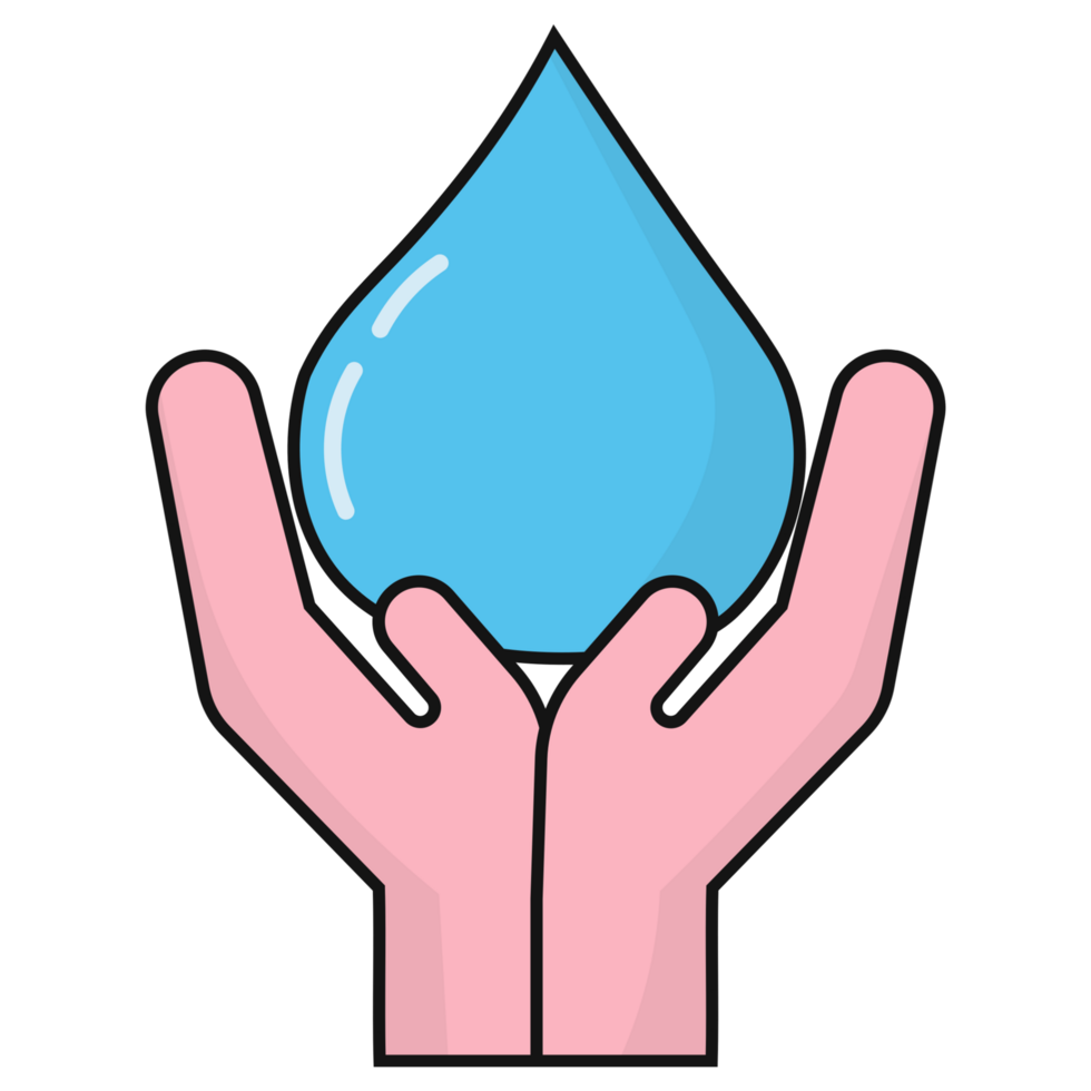 Water drop icon in hands png