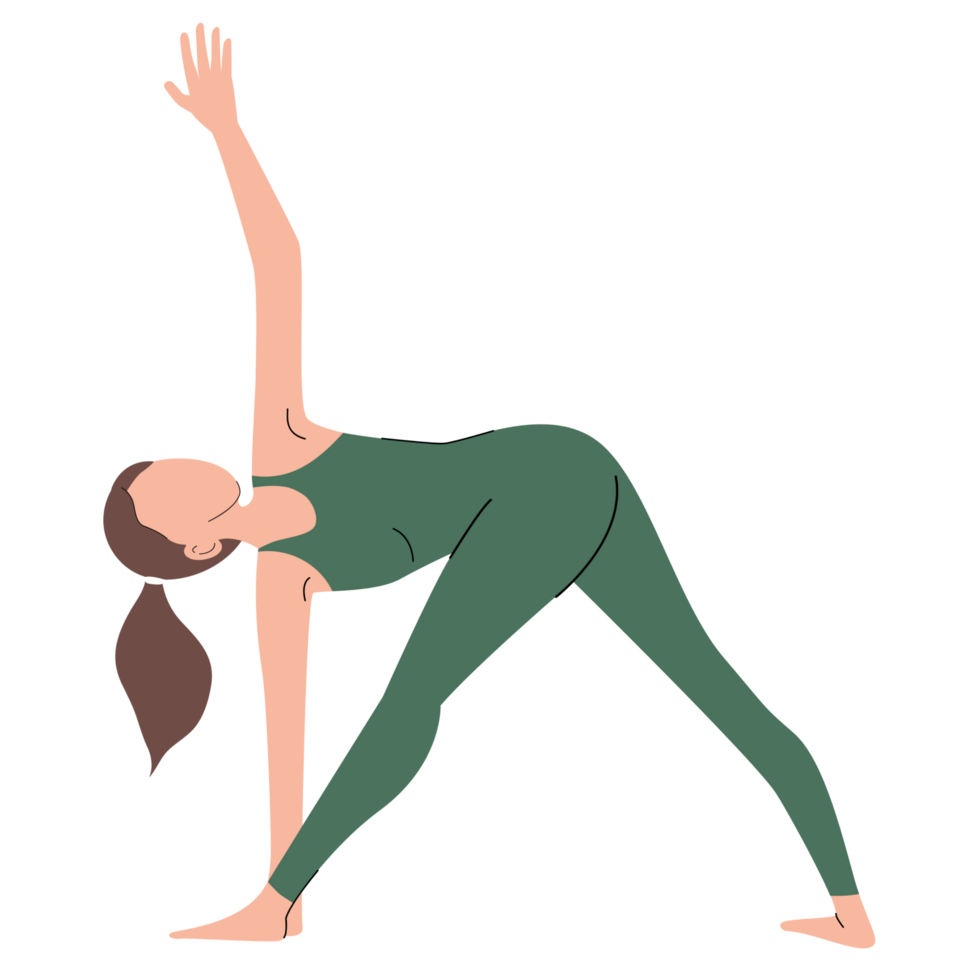 A woman in green is doing a yoga pose png