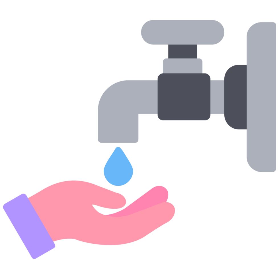 A hand is holding a water drop from a faucet png