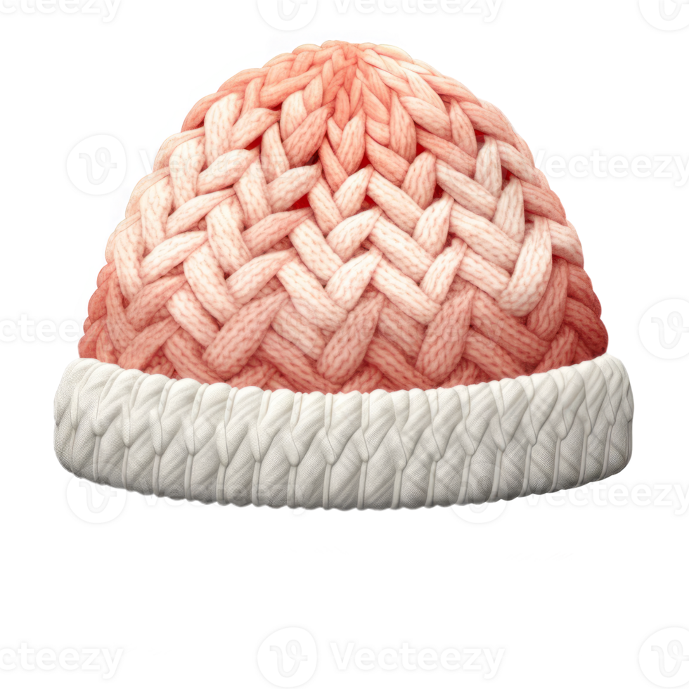 Knitted Winter Hat with Ombre Color Design png