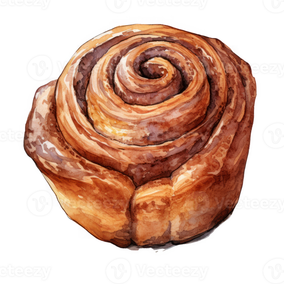 Watercolor Painting of a Delicious Cinnamon Roll png