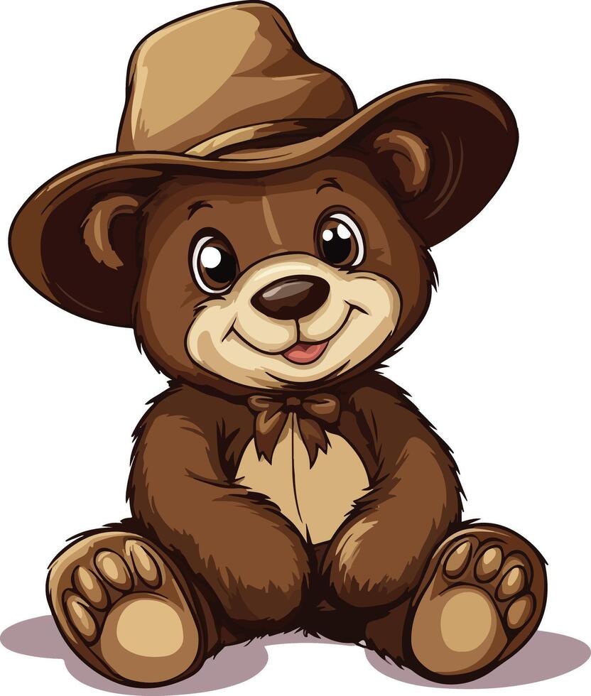 Cute brown sitting with cap vector
