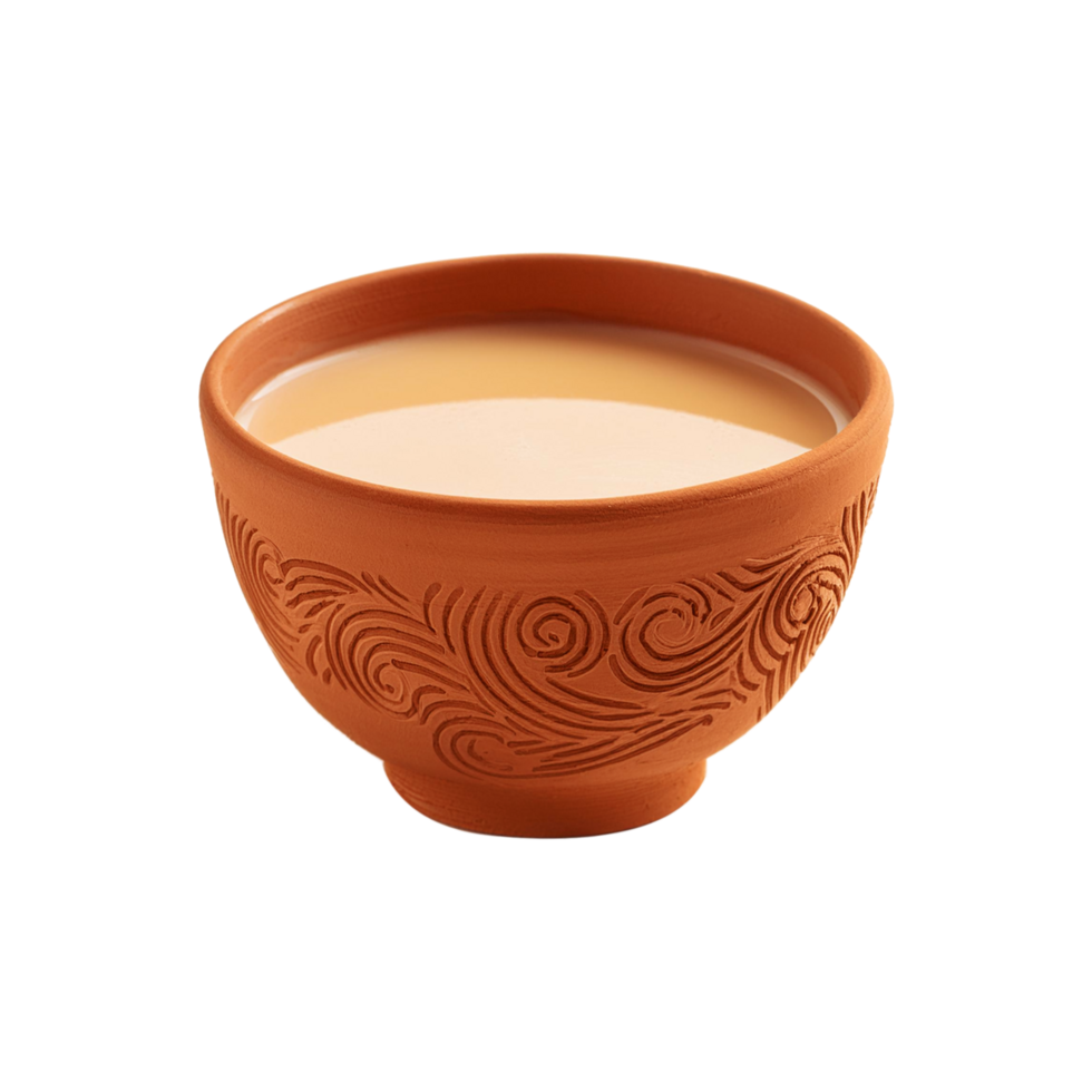 Realistic clay cup of milk tea on transparent background png