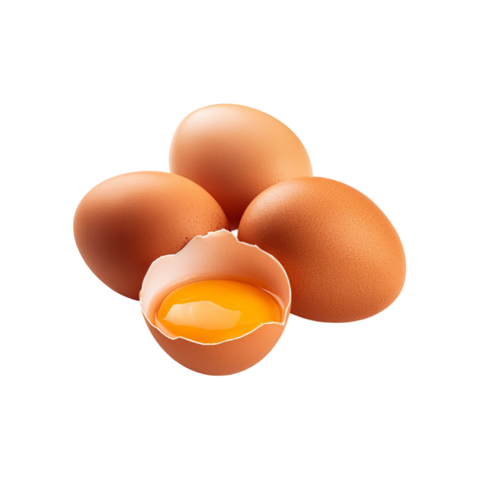 Hen eggs with half crack egg on transparent background png