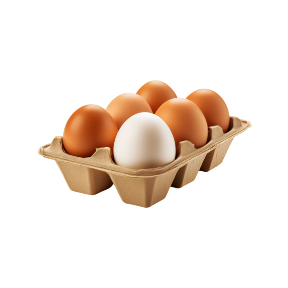 Fresh hen eggs tray on transparent background png
