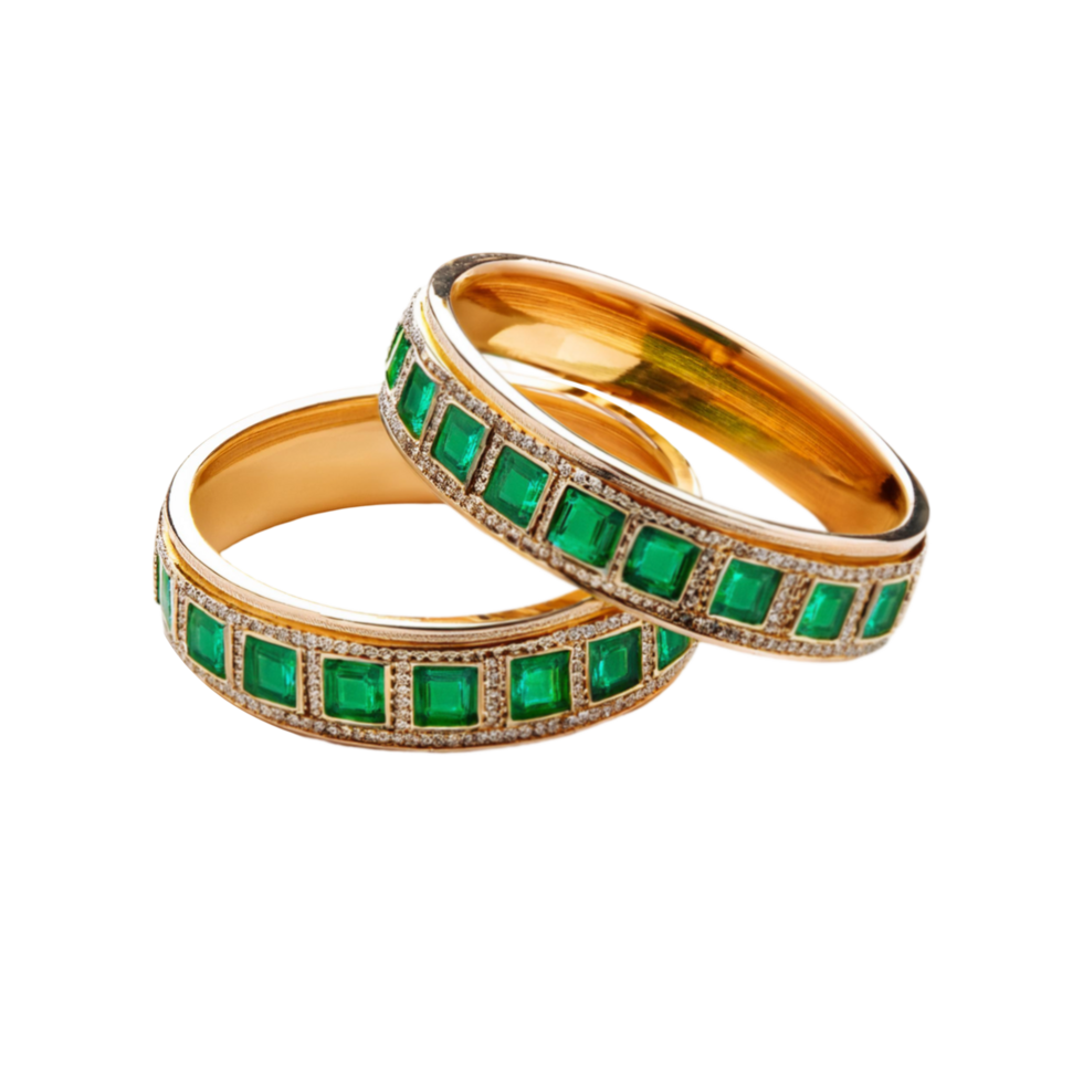 Green diamond pair of bangles on transparent background png