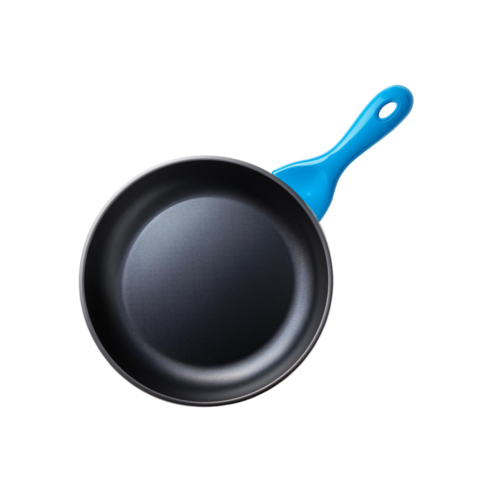 Skyblue handle fry pan on transparent background png