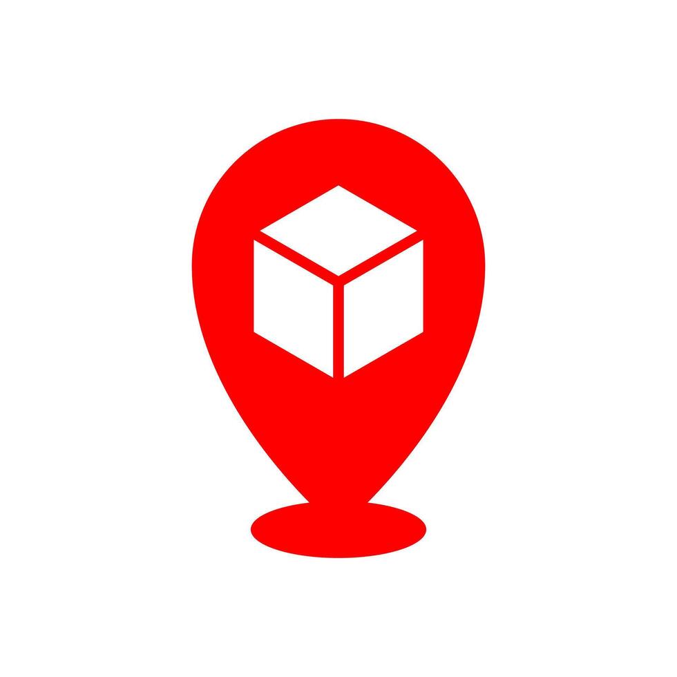 minimalist logo combination box and location pin vector