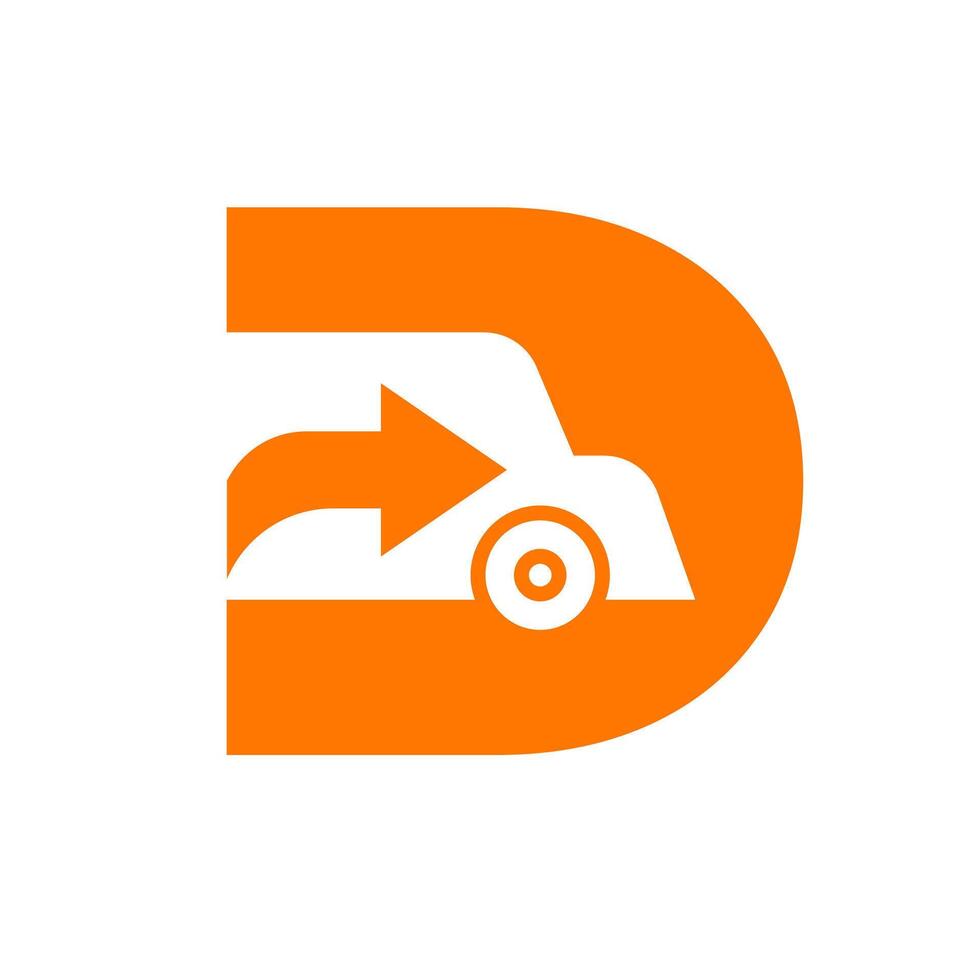 minimalist logo letter d and cargo car vector