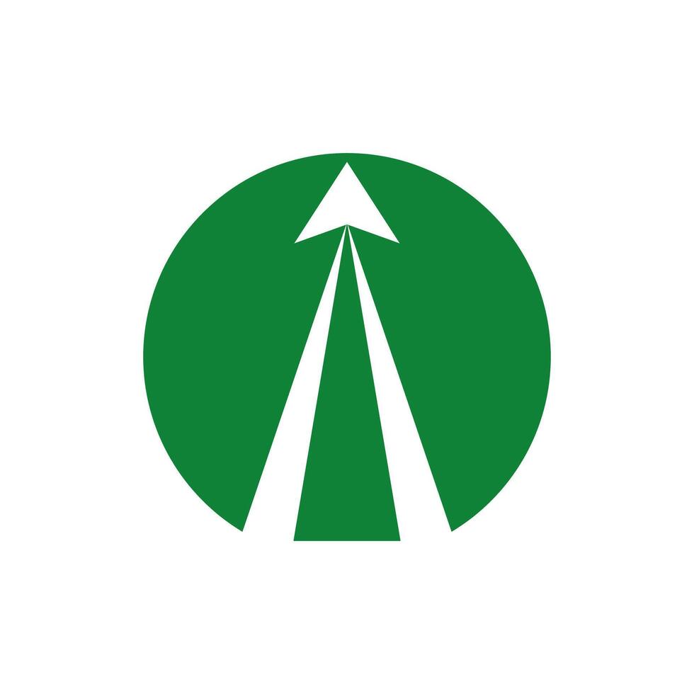 road logo and upward arrow with circle shape vector