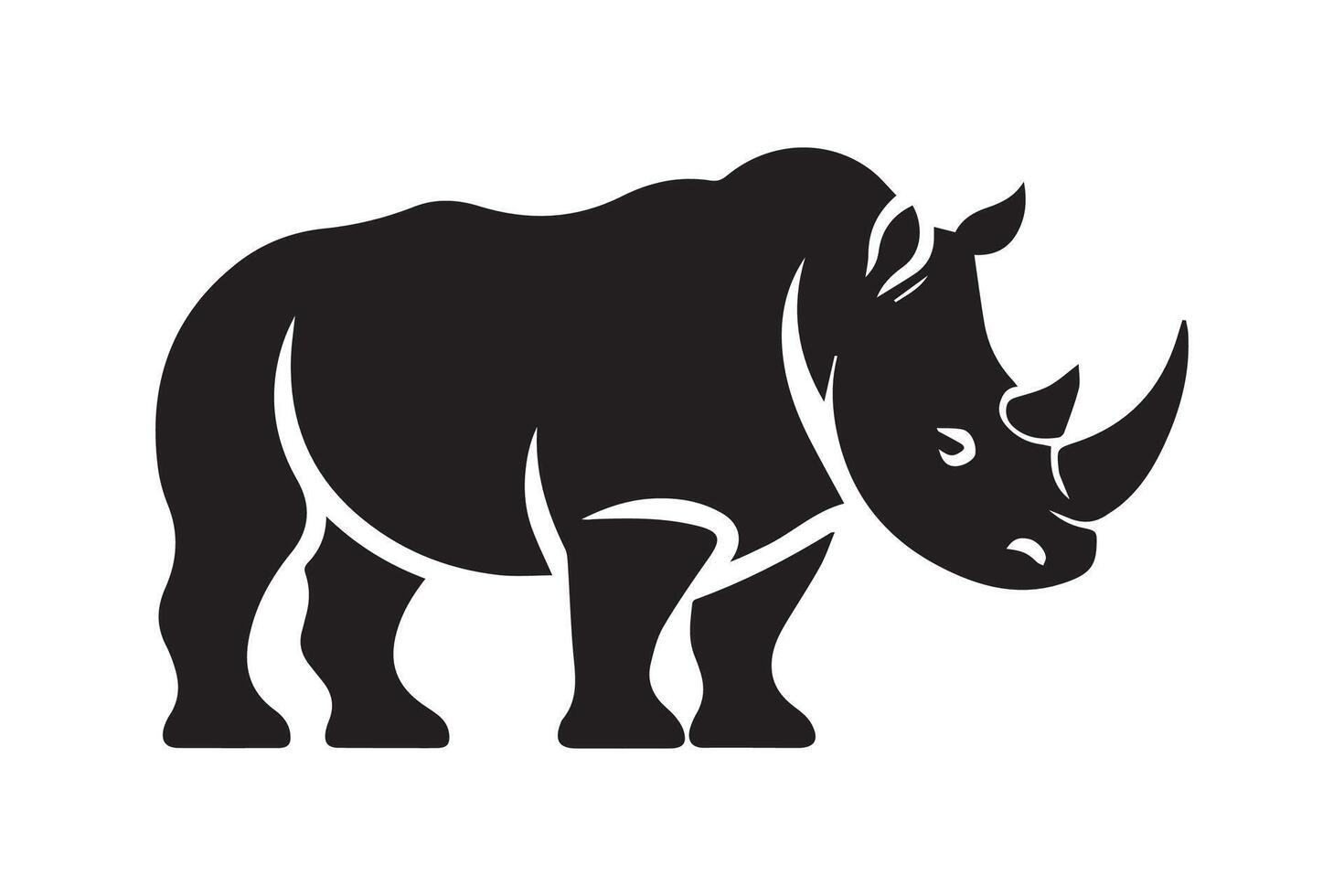 A rhino is standing in front of a white background vector