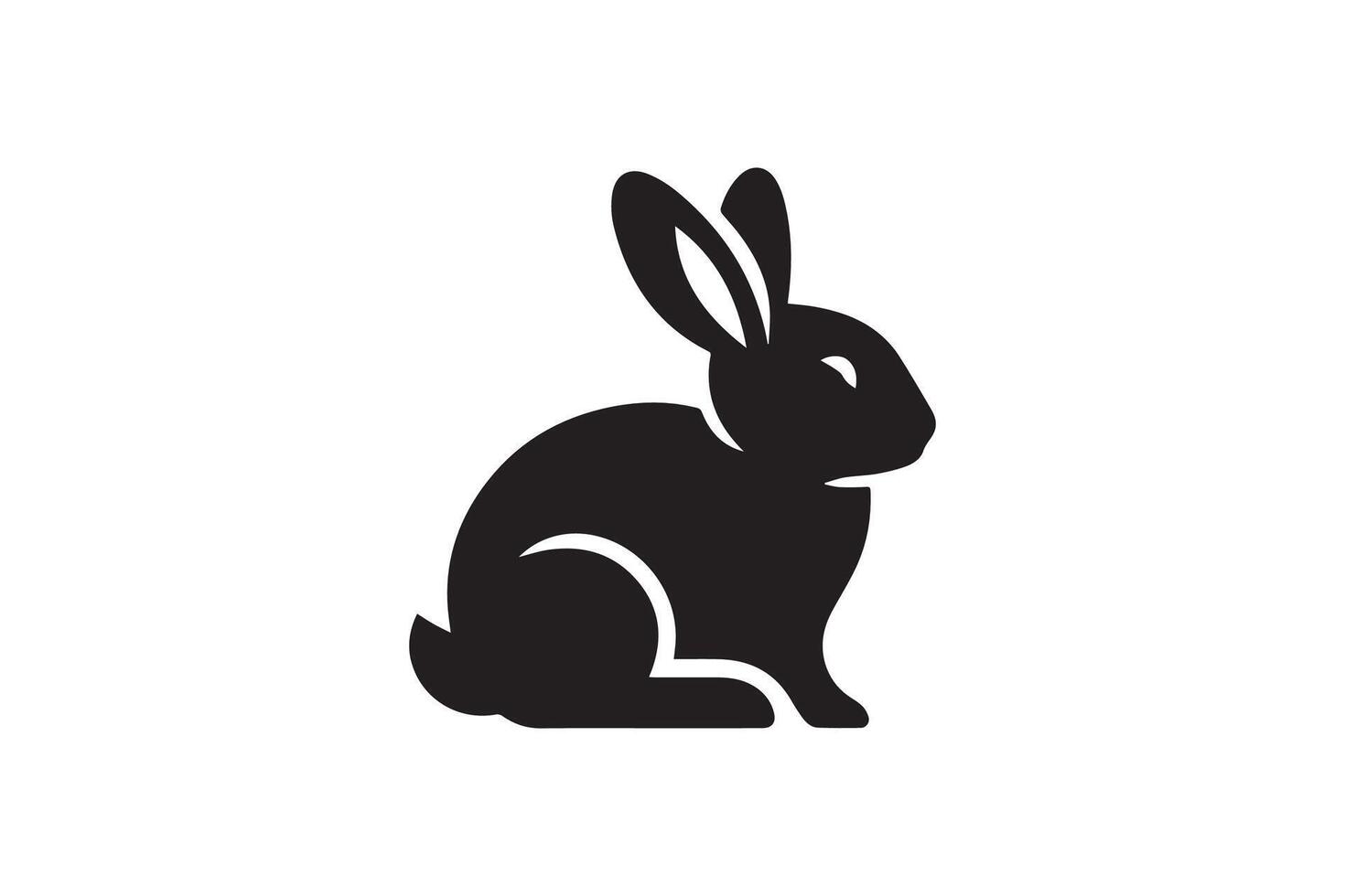 A black and white silhouette of a rabbit vector