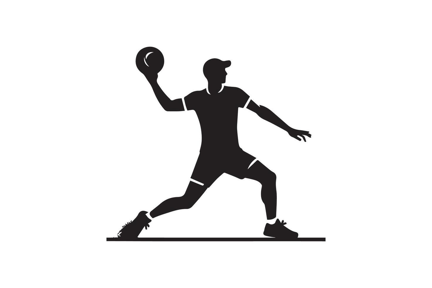 A silhouette of a man holding a tennis ball vector
