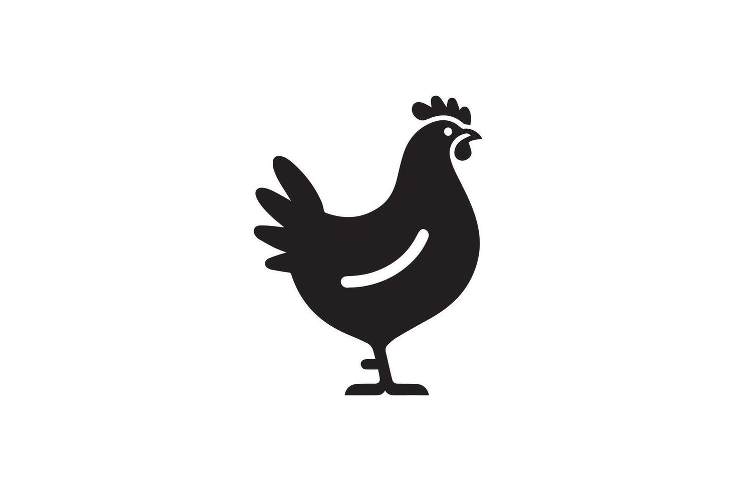 A black and white chicken icon on a white background vector