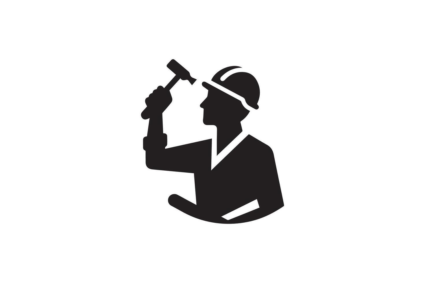 construction worker silhouette vector