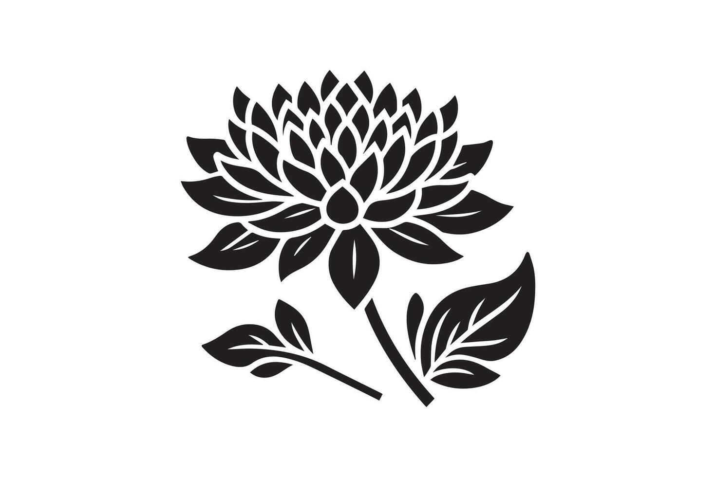 A black and white flower with leaves vector