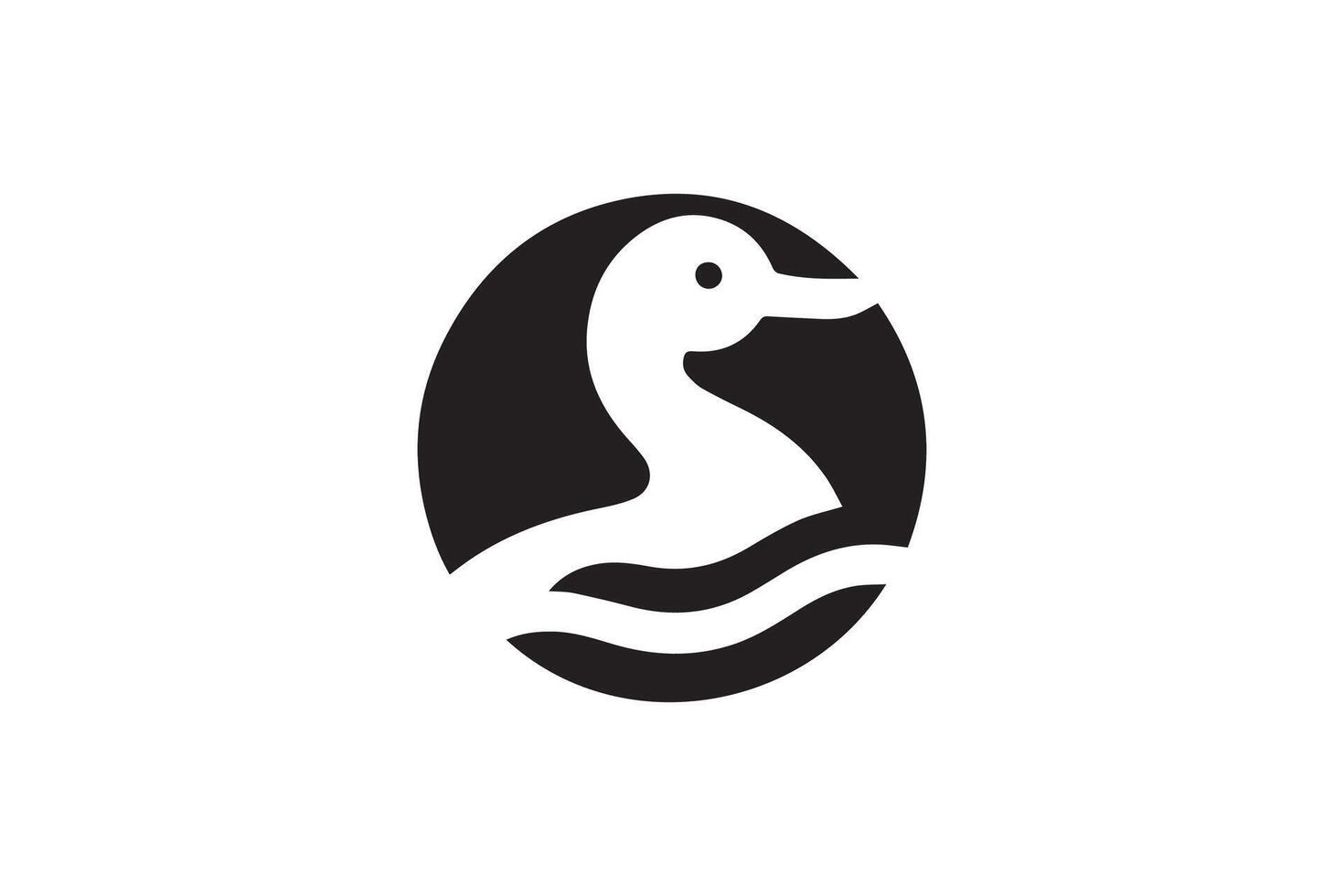 A black and white logo of a duck vector