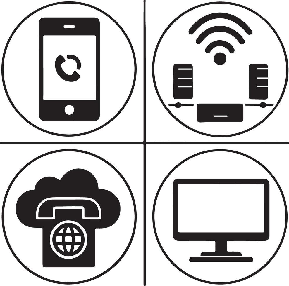 Minimalist Icons of Technology Elements vector