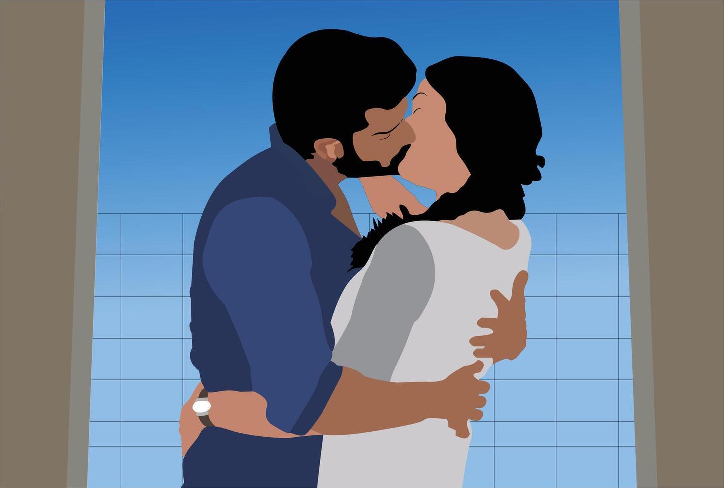 Boy And girls kiss vector