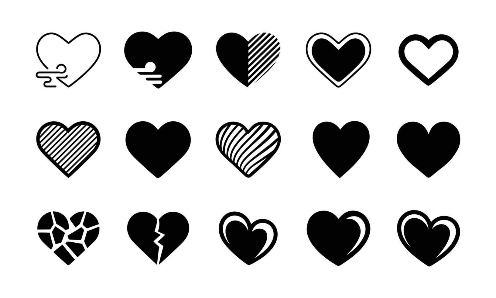 Collection of Black and White Heart Icons vector