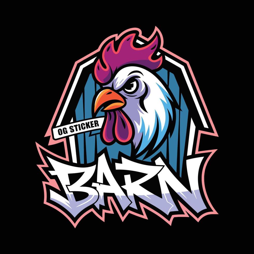 Aggressive Rooster Mascot for a Barn Brand vector