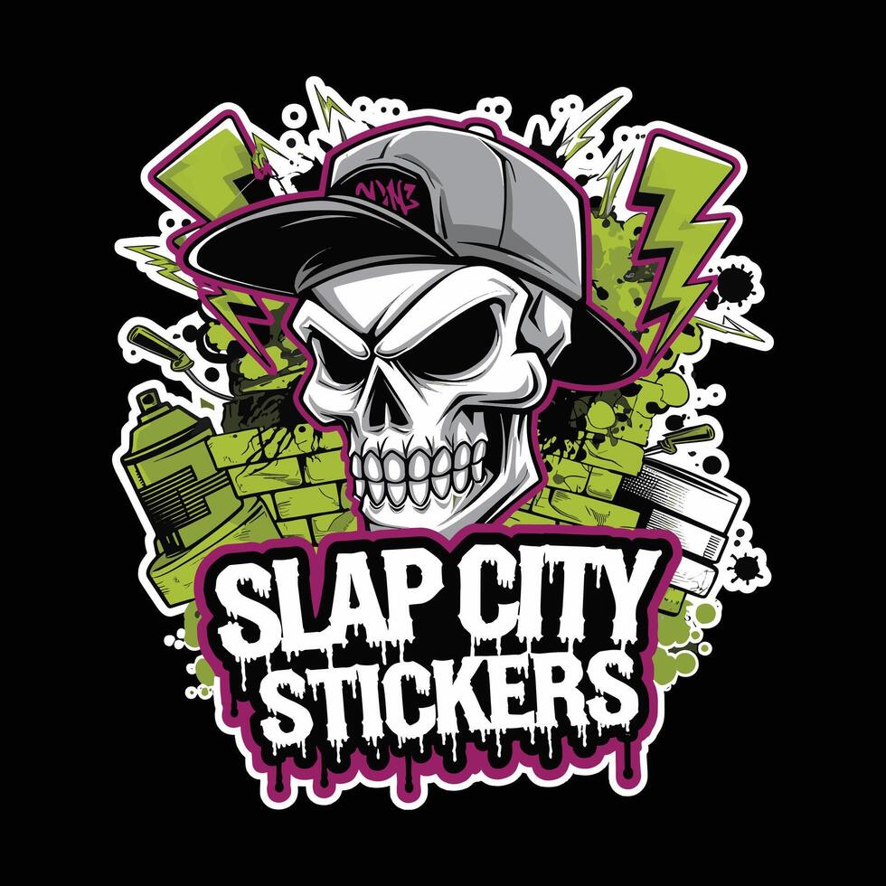 Urban Skull Logo for Slap City Stickers vector
