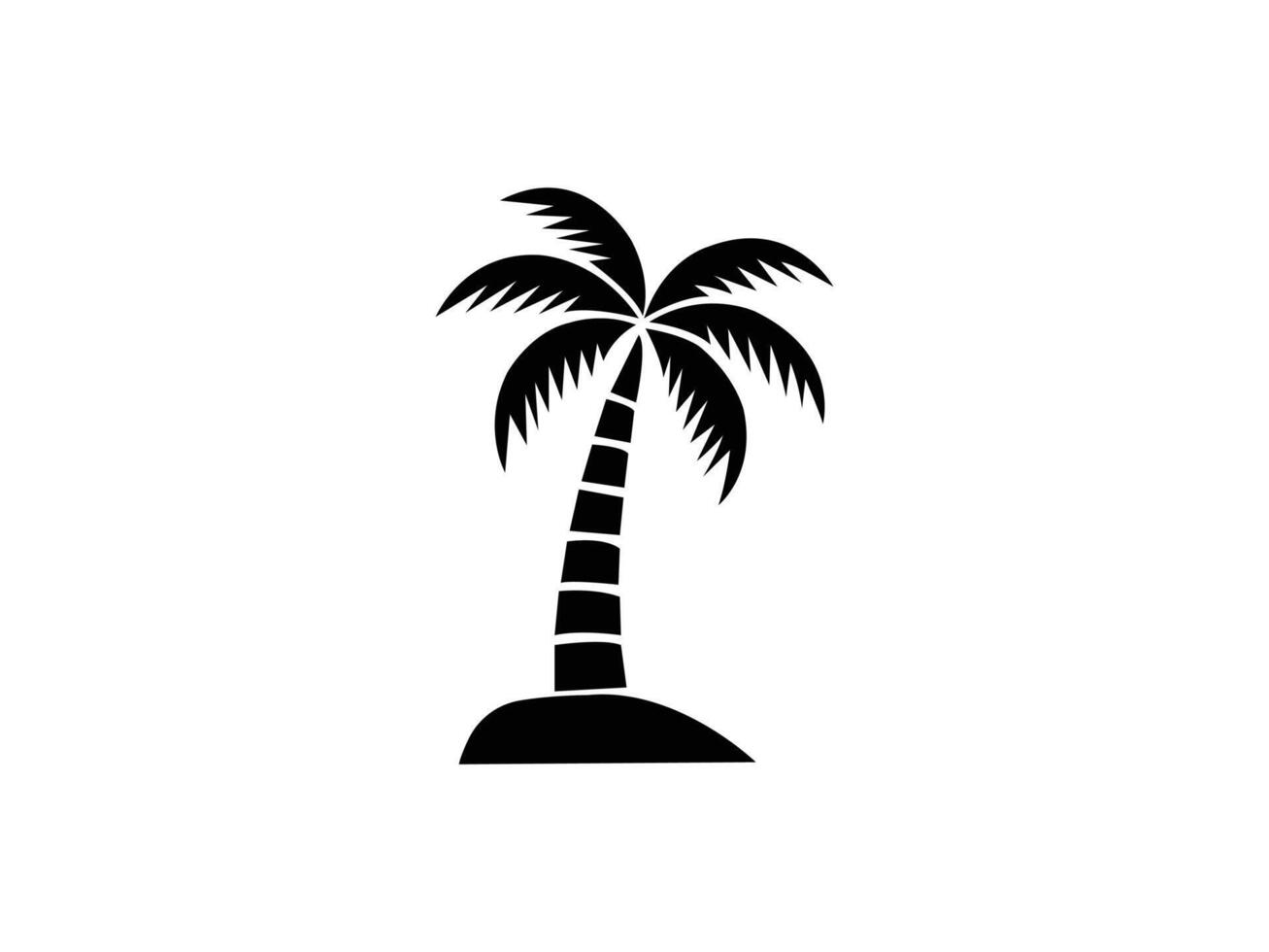 Simple black and white silhouette of a palm tree on an island. vector