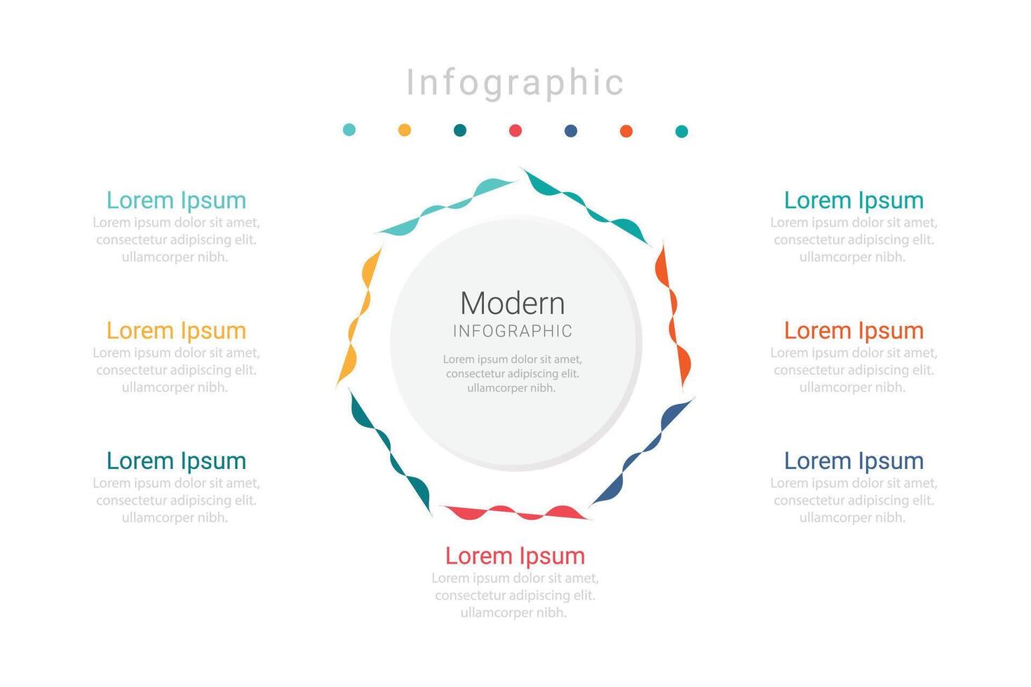 infographic design template with 7 level or steps or options vector