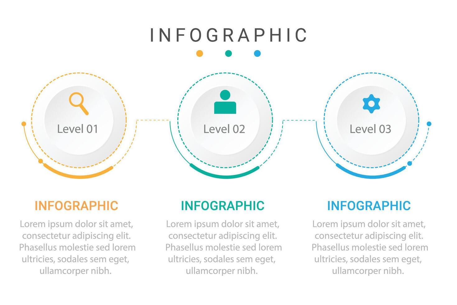 Infographic design template with 3 level or steps or options vector