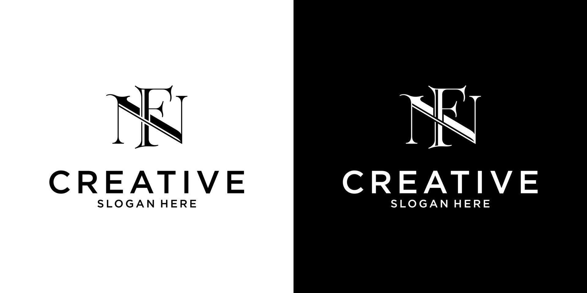 NF or FN initial letter logo design template. vector